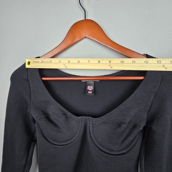 VICTORIA'S SECRET Crop Top Underwire Long Sleeve Black Womens Size S Going Out - Picture 8 of 11